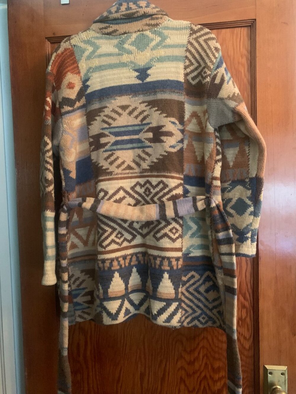 Vintage Lauren Ralph Lauren Hand Knit Southwestern Aztec Wrap Cardigan Sz SM P/P - Picture 4 of 10